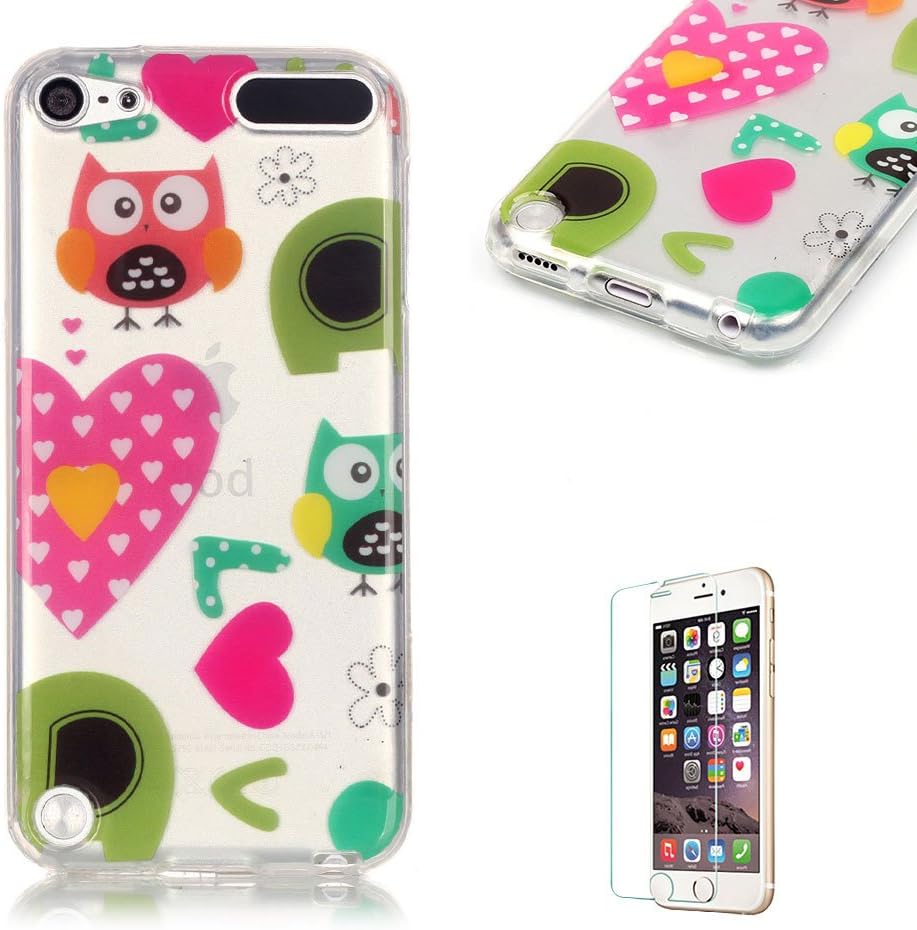 iPod Touch 5th/6th Generation Case Cover [with Free Screen Protector], Funyye See Through Transparent Soft Rubber Silicone Gel TPU Bumper Super Ultra Thin Colourful Pattern Designs Protective Case Cover Skin for Apple iPod Touch 5th/6th Generation - Love Owls