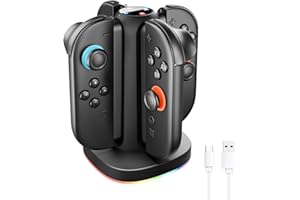 MARSDOCK Charging Dock for Nintendo Switch 2 Joycon - 4 in 1 Magnetic Charger Fast Controller Charging Station with RGB Lights, 3.3FT Charging Cable, Charging Stand Compatible with Switch 2