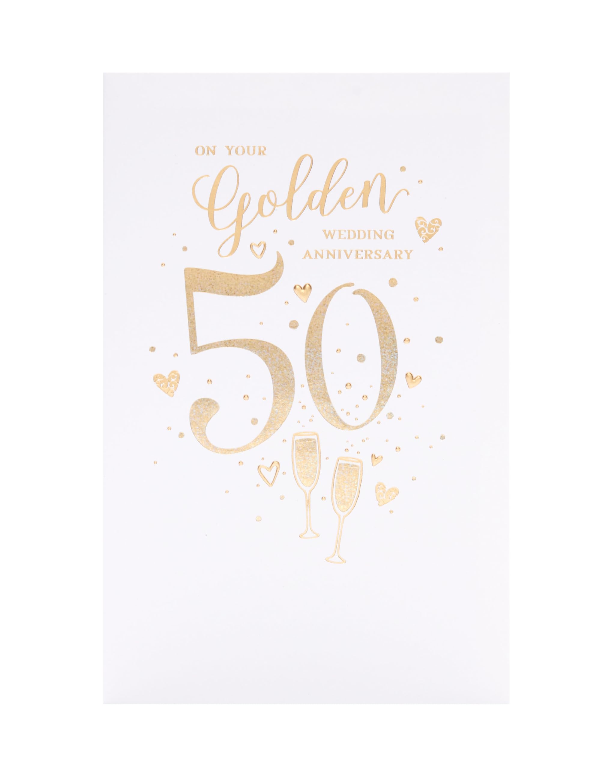 UK Greetings | 50th Wedding Anniversary Card | Happy Anniversary | Her/Him | Lovely Design | With Envelope | 155 x 235 mm