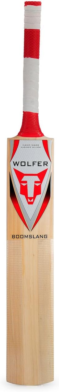 Wolfer Boomslang Grade 2 Kashmir Willow Cricket Bat Short Handle - SH (1 Cricket Bat with Cover) Red