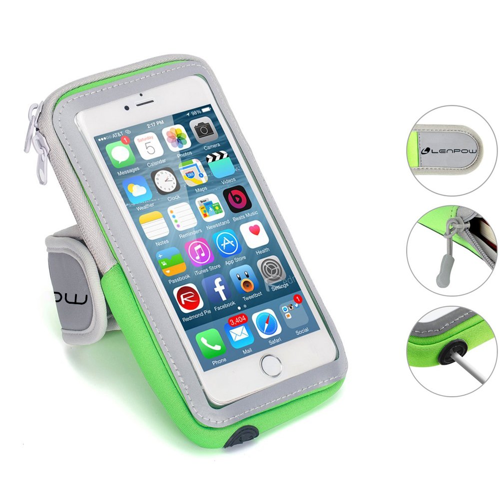 LENPOW Multifunctional Outdoor Sports Armband Sweatproof Running Armbag Casual Arm Package Bag Gym Fitness Cell Phone Bag Key Holder for iphone 8 7Plus 6sPlus Samsung Galaxy Note 5 4 S8 S7 Edge Plus