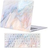 Case Compatible with MacBook Pro 15 inch 2019 2018 2017 2016 Release A1990 A1707, Plastic Hard Shell Cover & Keyboard Protector Compatible with Mac Pro 15 with Touch Bar - Pink Blue Marble
