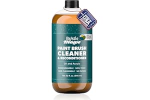 Bristle Magic Oil Paint Brush Cleaner and Restorer-Paintbrush Cleaner for Acrylic, Oil, and Glass Paints-Biodegradable, Non-Toxic, Odorless, Eco-Friendly, Quick-Clean Formula Paint Remover (32 Fl Oz)