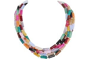 Firstmeet Chunky Beads Necklace Acrylic 5-Layer Jewelry Statement Necklace Handmade Strand
