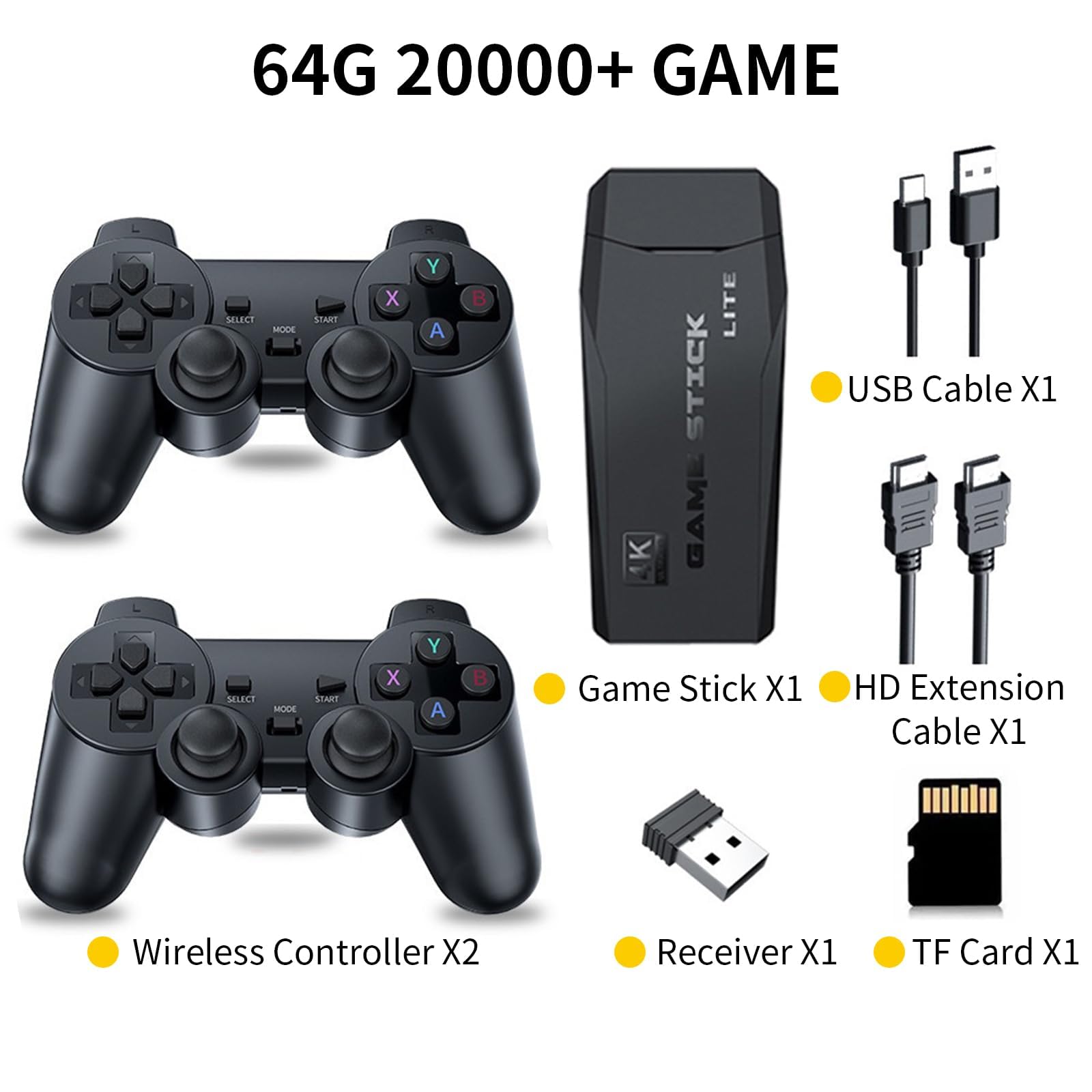 Wireless Retro Handheld Game Console, Built-in 20,000+ Plug-and-Play Retro Video Games, with 18 Classic Simulators, 4K HD HDMI Output and Dual 2.4G Wireless Controller, Easter Birthday Gift