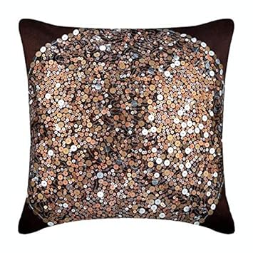 Designer Dark Brown Cushion Cases Sequins Glitter Cushions Cover