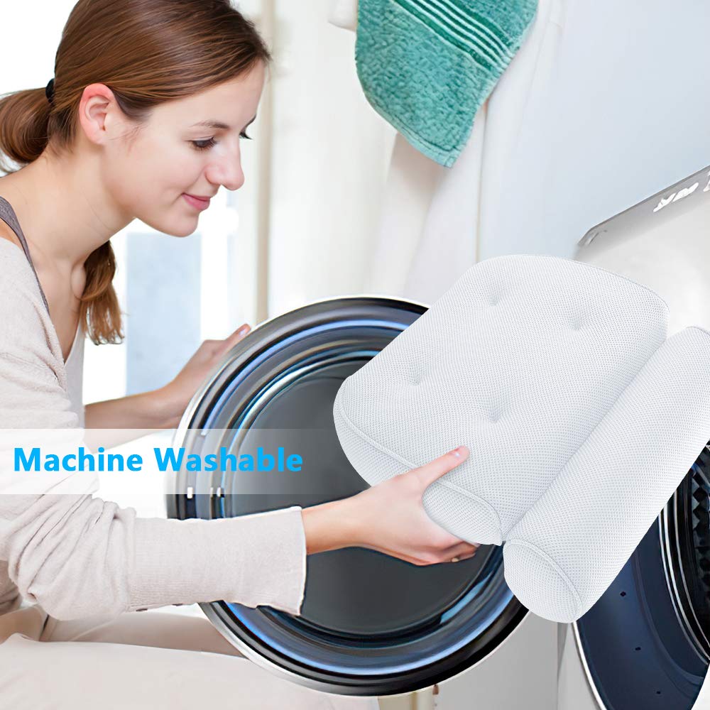 Bath Pillow, RUEOO Spa Pillow for Women &Men with 4D Air Mesh and Non-Slip Suction Cups, for Neck, Head & Shoulders Support Bathroom Pillow, Soft and Quick Drying : Beauty