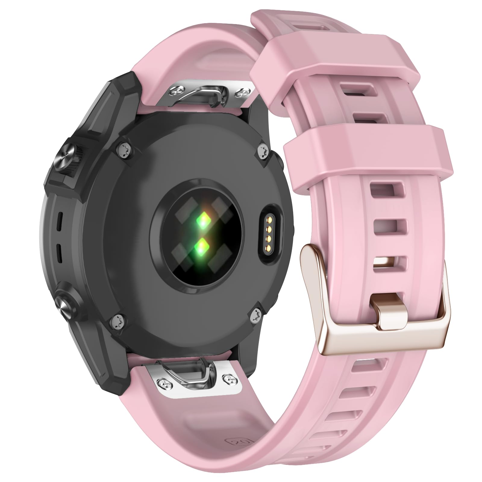 Photo 1 of 20mm Silicone QuickFit Watch Band for Garmin Fenix 8 43mm/7S/7S Pro/6S/6S Pro/5S/5S Plus, Epix Pro 42mm, for Descent Mk2S/Mk3 43mm, Soft Rose Gold Strap for Women, Pink