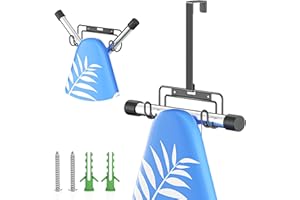 LOXSUN Ironing Board Holder Wall Mount/Over The Door Ironing Board Hanger, Laundry Rooms Metal Iron Board Holder Wall Mount for Y or T Leg (Black)