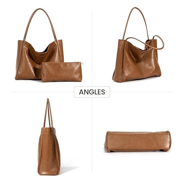 VOCUS TOTE BAG FOR WOMEN 2PCS LARGE CASUAL PU WEEKENDER BAG SOFT VEGAN LEATHER SHOULDER HOBO HANDBAG PURSE TRAVEL OVERSIZE
