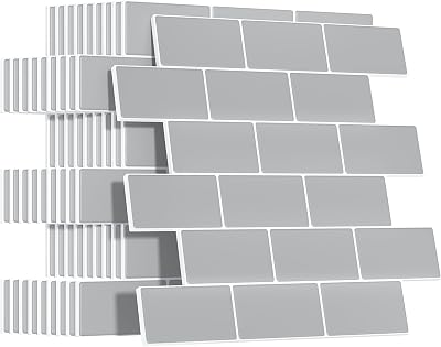 Yoillione Thicker Peel & Stick Wall Tiles Backsplash 12x12 Grey 5 Sheets