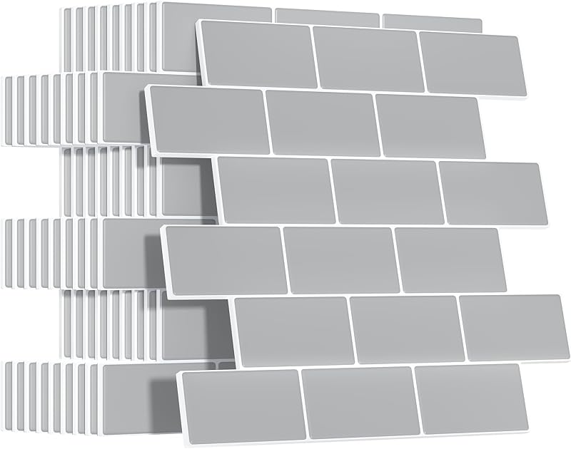 Yoillione Thicker Peel & Stick Wall Tiles 12x12 Grey 10 Sheets Backsplash