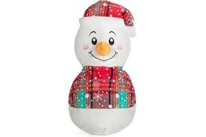 Pubialo Christmas Dog Toys – Plush Reindeer & Snowman Holiday Set for Small and Medium Dogs, Soft Stuffed Chew Toys with Crinkle Ears, Festive Red Green Plaid, Cute Stocking Stuffer Gift