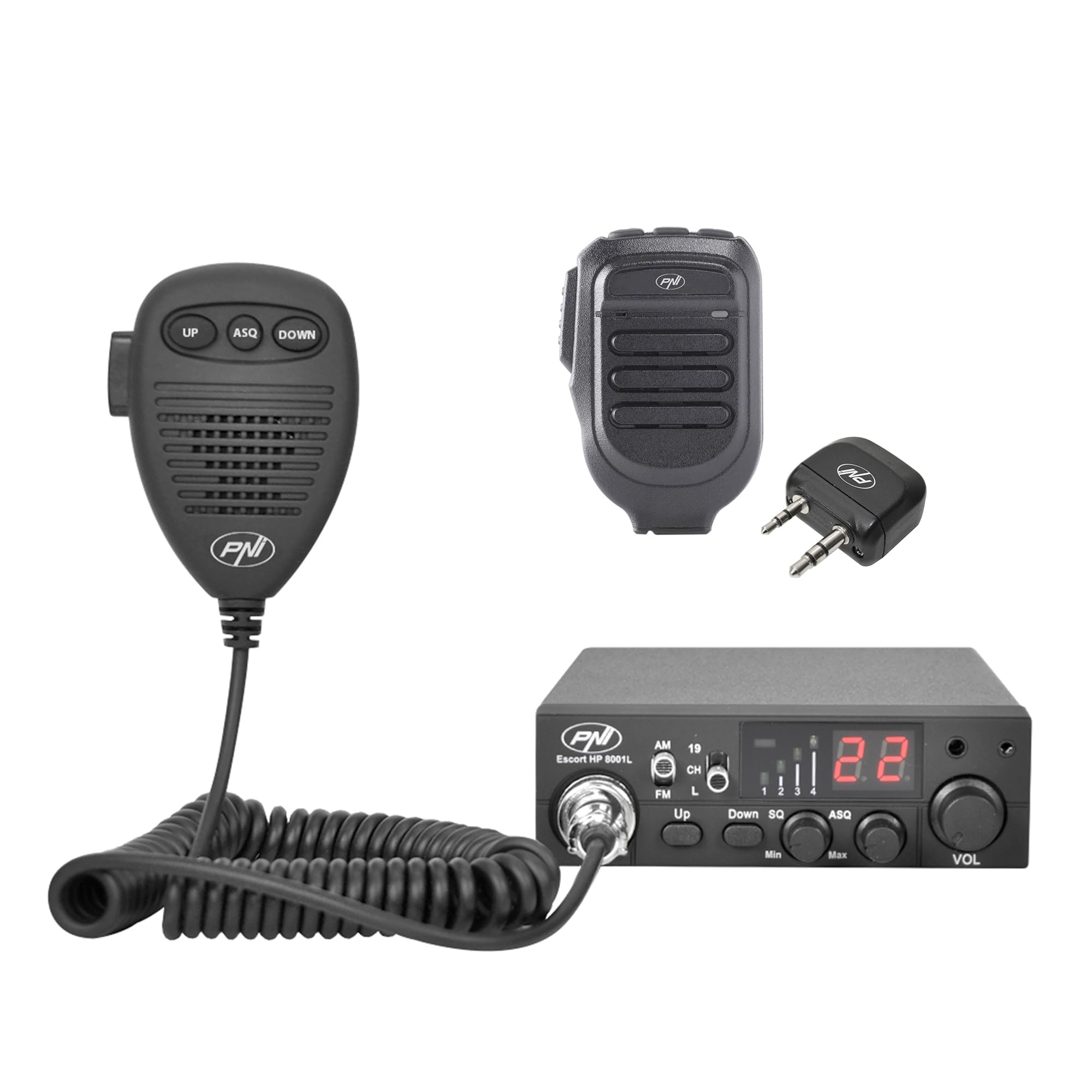 PNI Escort HP 8001L ASQ CB Radio Station Package + Microphone and PNI Mike 80 Bluetooth Dongle