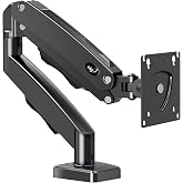 ELG Gas Spring Monitor Arm, Full Motion, 20.9" Reach, 17-35" Screens 19.8 lbs, +85&deg;/-30&deg; Tilt, 360&deg; Rotation, C-Clamp &amp; Grommet, VESA 75x75 to 100x100mm, Cable Organizer, Black