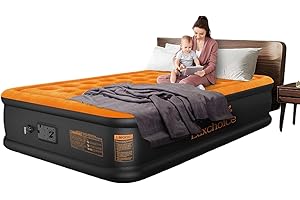 LUXCHOICE Luxchioce Air Mattress with Built in Pump Luxury Queen Inflatable Airbed Quick Inflation Deflation Blow up Mattress for Guests Home Camping Outdoors Travel