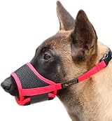 HEELE Dog Muzzle Breathable Mesh Nylon Adjustable Loop Black-Red M