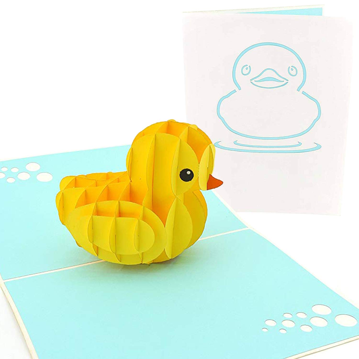 PopLife® Yellow Rubber Ducky Pop Up Card, 3D Card for All Occasions - Duck Baby Cards