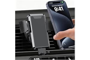 TSUGAMI Car Phone Holder Mount, 360° Rotation Adjustable Vehicle Smartphone Cradle with Metal Hook Clip, One-Handed Operation