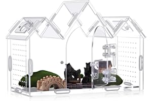 Weysat Jumping Spider Enclosure 9.5" x 3.9" x 6.7" Acrylic Tarantula Enclosure Castle Style Insect Terrarium with Magnetic Door Transparent Terrarium for Reptiles, Amphibians and Spiders