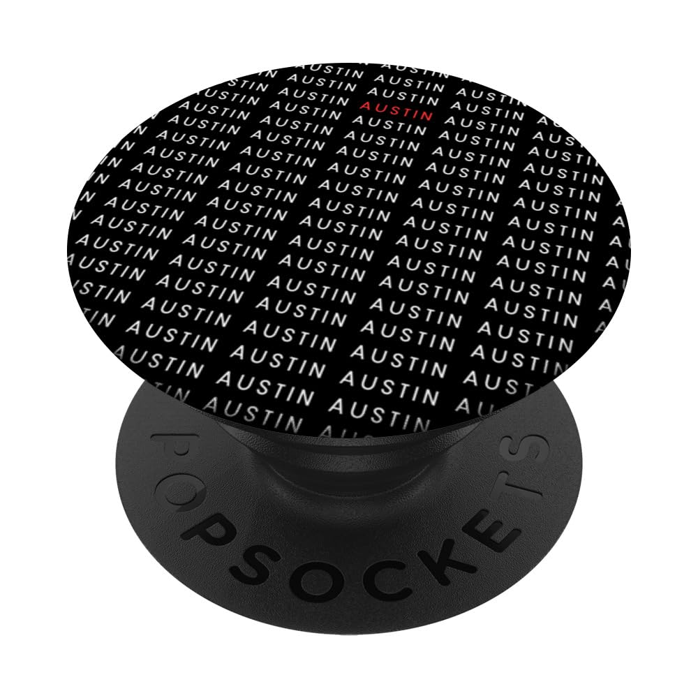 Austin - Minimalist All Over Repeating Text America Lover PopSockets Swappable PopGrip