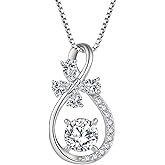 Rocayi Infinity Butterfly Necklace 925 Sterling Silver Birthstone Created Gemstone Pendant Jewelry Gifts for Women Her