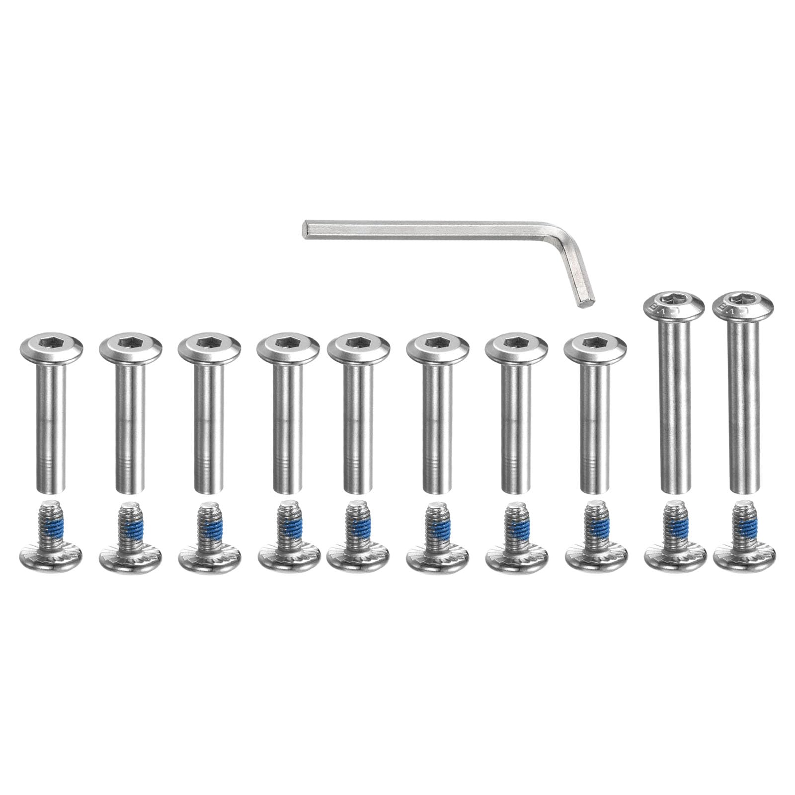 M METERXITY Roller Wheel Screw Repair Kit - Inline Skate Axle Screw Replacement Parts Hardware Tools Kit with Wrench for Roller Skates Daily Repair (Silver)