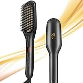 Hair Straightener Brush, Ionic Hair Straightener Comb for Home Salon, Hot Brush with 15 Temp for Universal Use, Auto-Off Safe