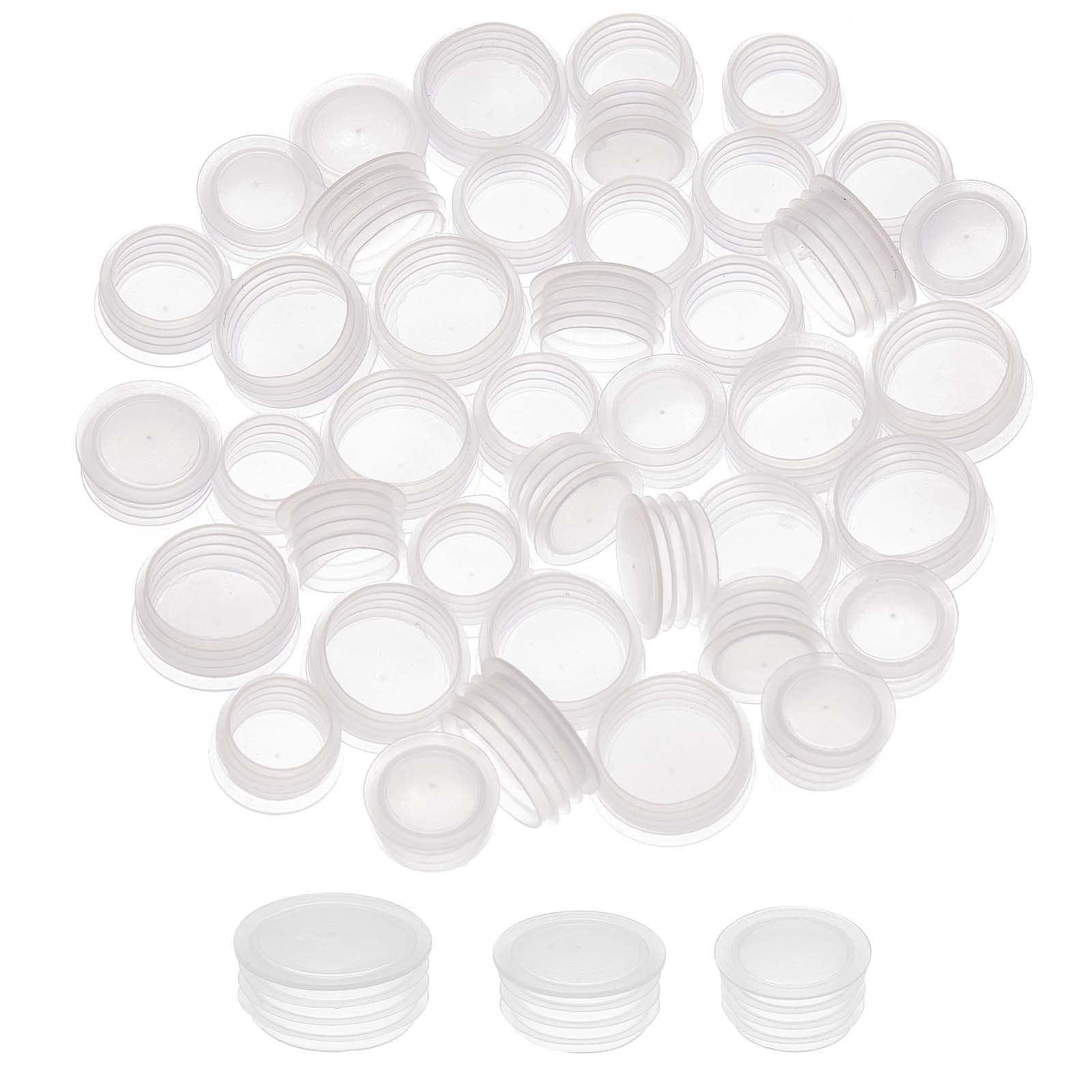 GORGECRAFT 48PCS 3 Sizes Clear Salt and Pepper Shaker Stopper Plastic Bottle Stoppers Replacement Plug Bottle Shaker Caps 14mm 16mm 20mm Reusable Clear Round End Caps for Bottles Pipes Pots — image 1