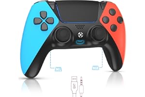 AUGEX for PlayStation 5 Controller Compatible with PS5 Controller, Wireless Game Control with Map and Turbo Function for PC Pa5 Mando - Blue_Red