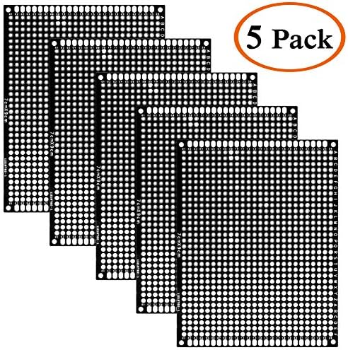PCB Board Upgraded Double Sided 7x9cm Universal Printed Circuit Protoboard -Black,5 Pieces