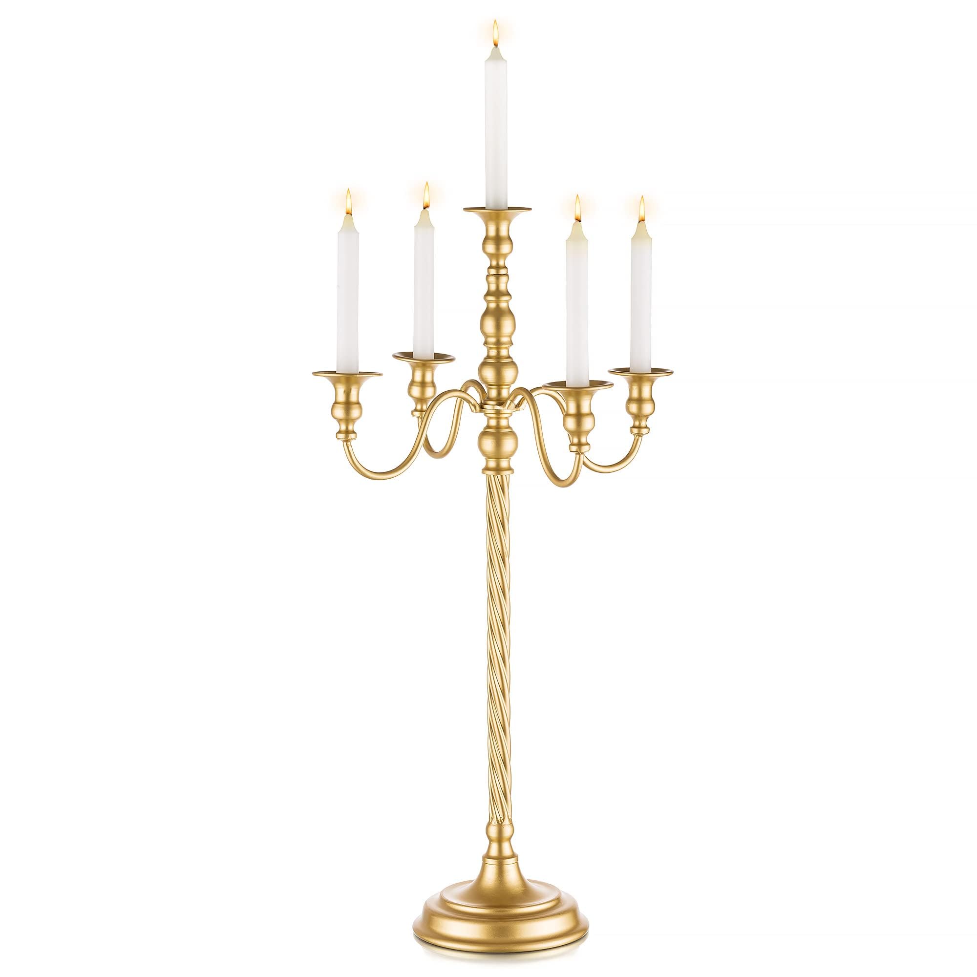 Wedding Candelabra Tall Floor Candelabras - Gold 5 Arm Candelabra Inweder 71cm Metal Spiral Candlestick Holders Antique Candle Holders for Christmas Table Centrepieces Events Ceremony Aisle Reception