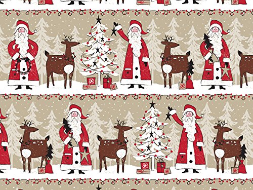 Woodland Santa Rustic Kraft Folded Holiday Wrapping Paper, 2 Feet x 10 Feet