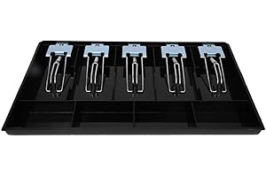 HAOX 5 Grids Cash Tray, Cash Register Drawer Insert Tray Cash Drawer Register, Cash Drawer Cash Tray for Drawers Supermarkets(Black)