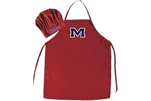 Pro Specialties Group NCAA Mississippi Old Miss Rebels Mens Chef Hat & Apron, Full Color Team Logo, one size