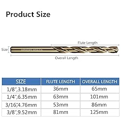 1/8 Inch Cobalt Drill Bits 10Pcs - HPHOPE M35 HSS