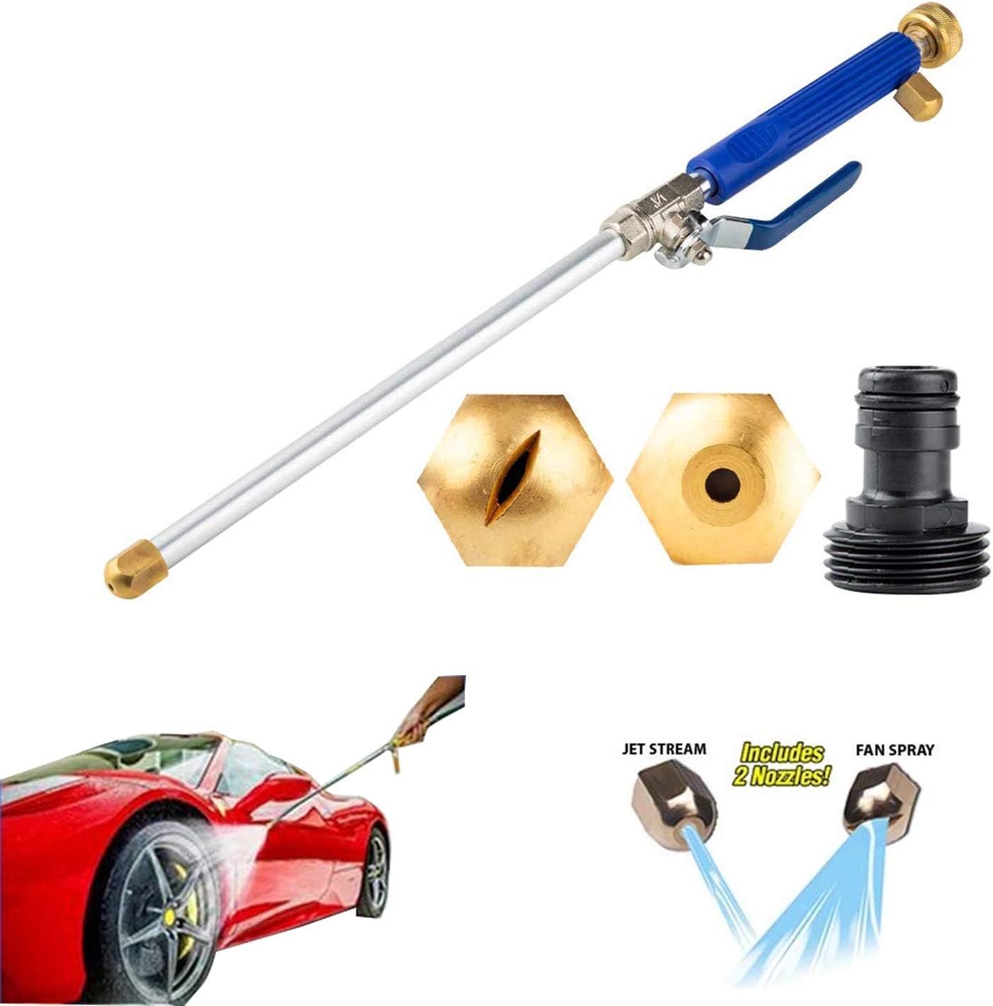 Amazon Com Portable Water Jet High Pressure Power Cleaning Stick Gutter Terrace Garden Hose Nozzle Power Cleaning Machine Garden Hose Power Cleaning Machine Nozzle Car Pet Window Glass Cleaning Tool Blue