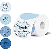 3 Inch Thermal Label,Blue Round Thermal Printer Label,Waterproof Thermal Stickers for DIY Logo Design,Name Tag,Thanks Card 300 Labels/Roll (Blue)