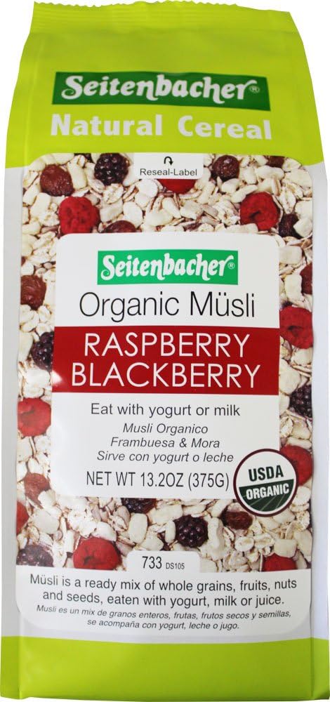 Seitenbacher Muesli - Organic Raspberry Blackberry Breakfast Imported from Germany 375g