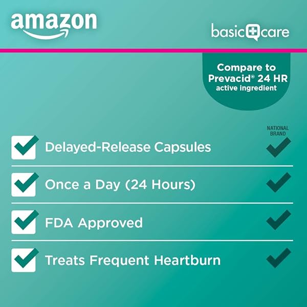 AMAZON BASIC CARE LANSOPRAZOLE DELAYED RELEASE CAPSULES, 15 MG, PROTON PUMP INHIBITOR, ACID REDUCER, 24 HOUR HEARTBURN MEDICINE, 42 COUNT PACK