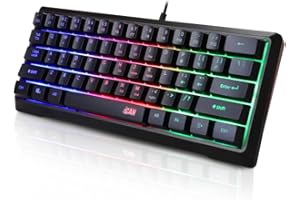 iCAN 60% Wired Gaming Keyboard, 62 Key Mini RGB Membrane Keyboard, Quiet & Soft Typing, Compact Portable Travel Size, 6 Anti-