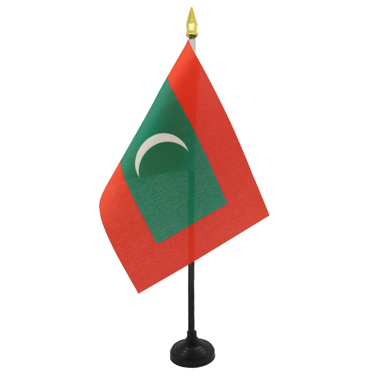 AZ FLAG - Maldives Table Flag 4'' x 6'' - Maldivian Mini Desk Flag 100% Polyester 15 x 10 cm - Office Mini Banner with 10'' Pole - Golden Spear