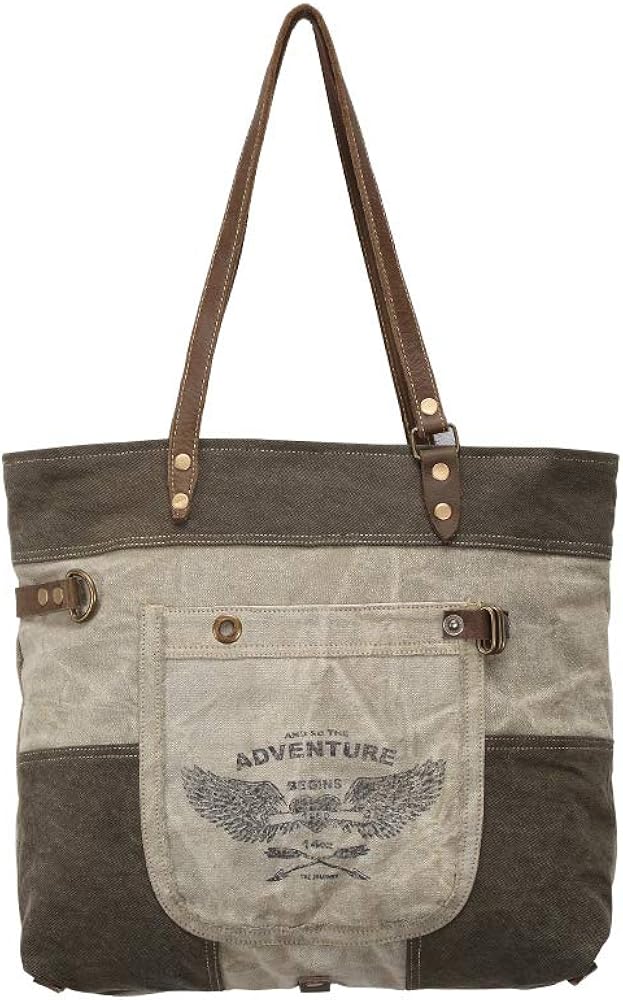 Myra Bags Adventure Begins Upcycled Canvas & Denim Tote Bag