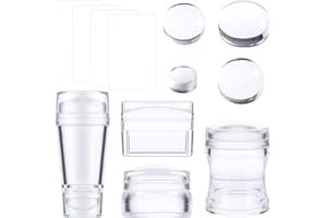 AHQiZFX 4 Pcs Nail Stamper, Clear Silicone French Nail Art Stamper Set with 4 Scrapers Round Rectangular Double Head Body Jelly Nails Art Template Tools for DIY Nail Art Manicure