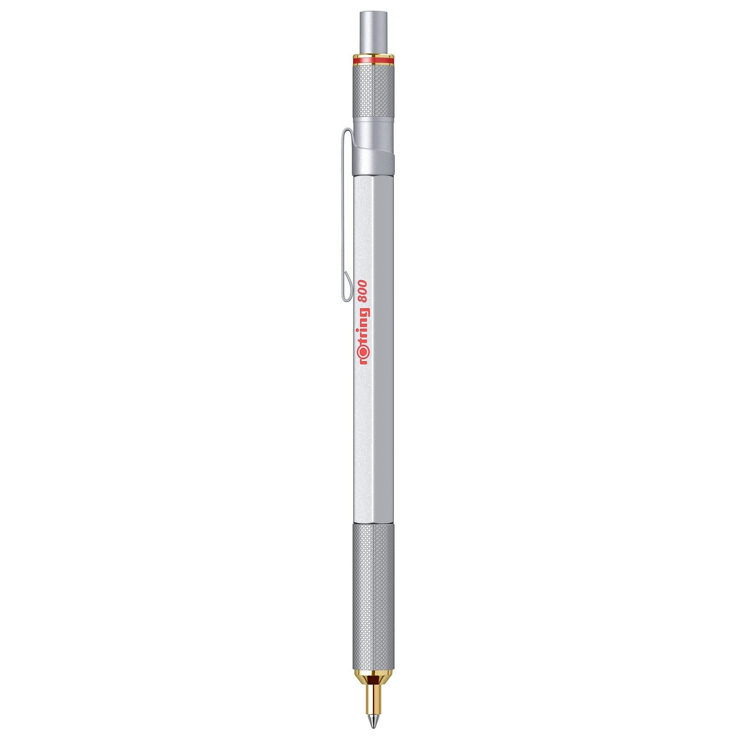 Rotring 800 Retractable Ballpoint Pen, Medium Point, Silver