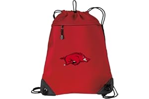 BROAD BAY University of Arkansas Drawstring Backpack Bag Arkansas Razorbacks Cinch Pack - UNIQUE MESH & MICROFIBER