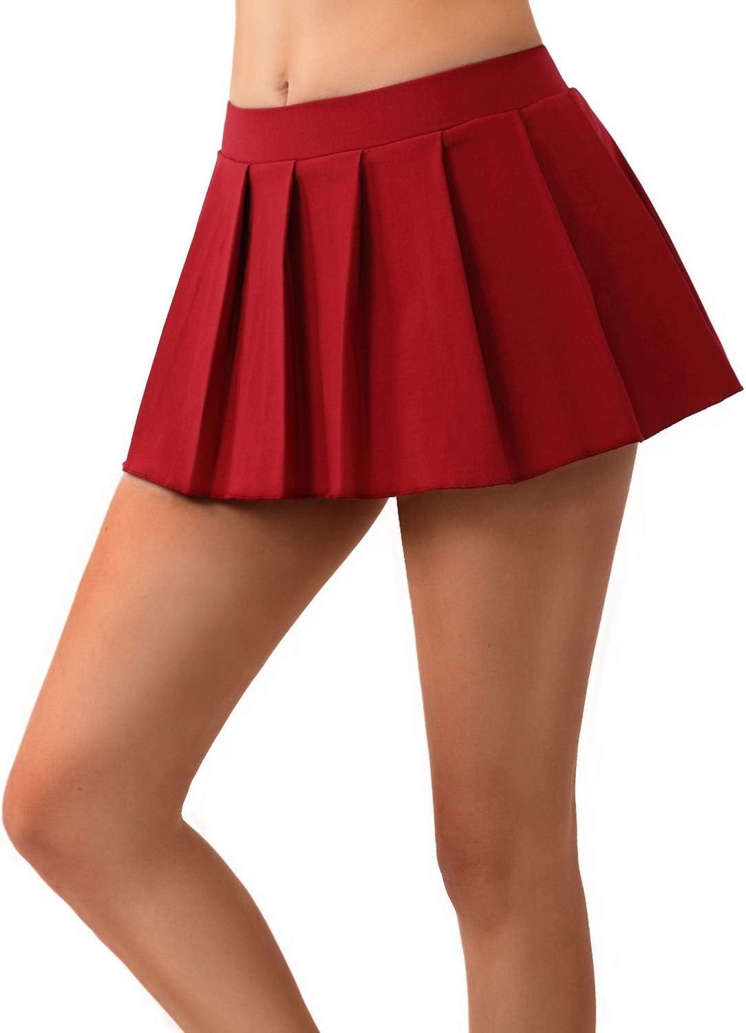 MYIFU Women Sexy Role Play Pleated Mini Skirt Solid Ruffle Lingerie for Schoolgirl