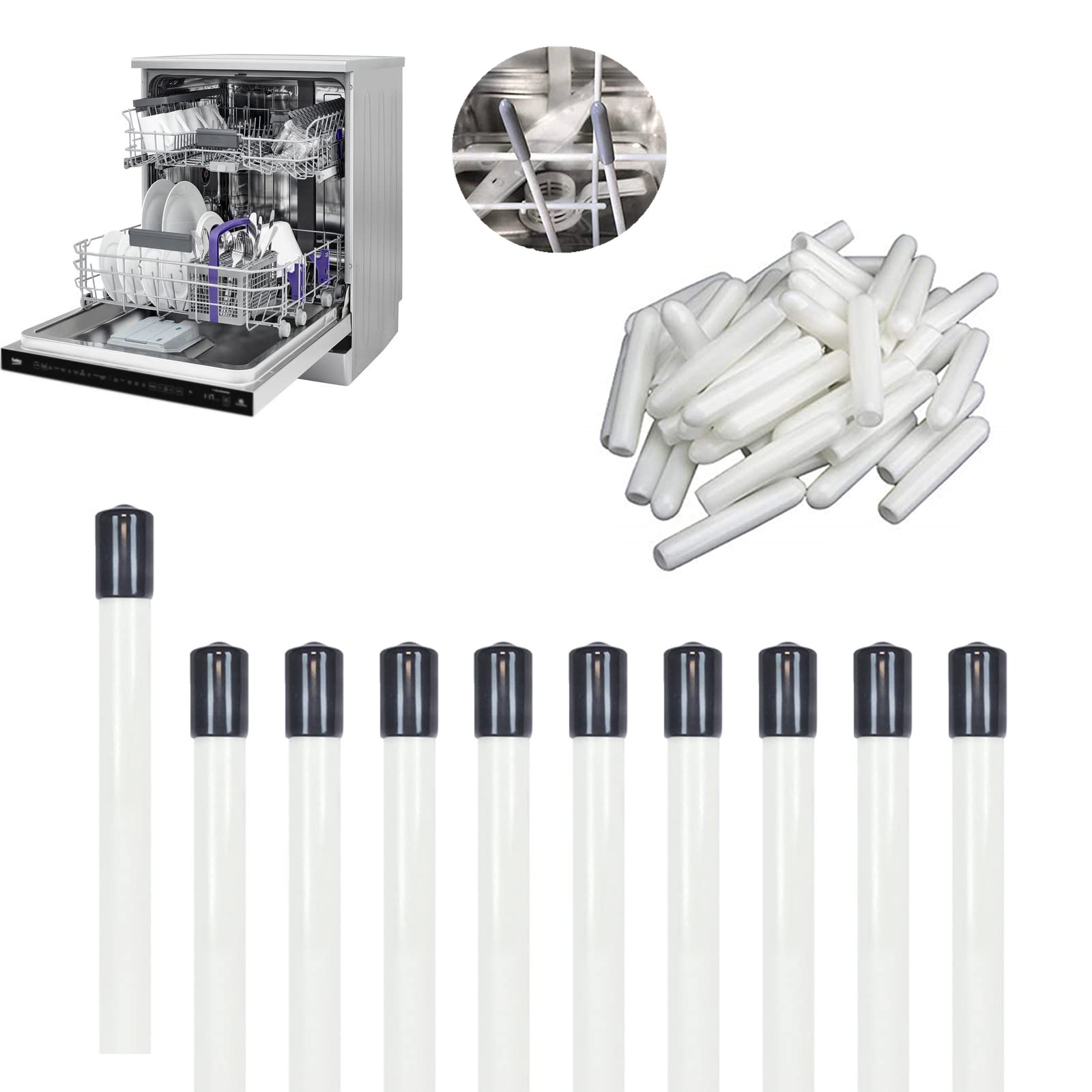 JinYu 20 Set Stemware Saver Stemware Holder Dishwasher Wine Glass Protector Dishwasher Attachment 28cm 24cm 21cm 17cm 11.5cm, Universal Dishwasher Rack Tine Repair End Cover Caps (11.5cm)