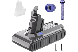 BATTOOL 6000mAh 21.6V for Dyson V6 Battery Replacement Compatible with SV03 SV04 SV05 SV06 SV07 SV09 VTC4 DC58 DC59 DC61 DC62 DC72 V6 Absolute Animal Motorhead Handheld Vacuum with 2 Dyson V6 Filter