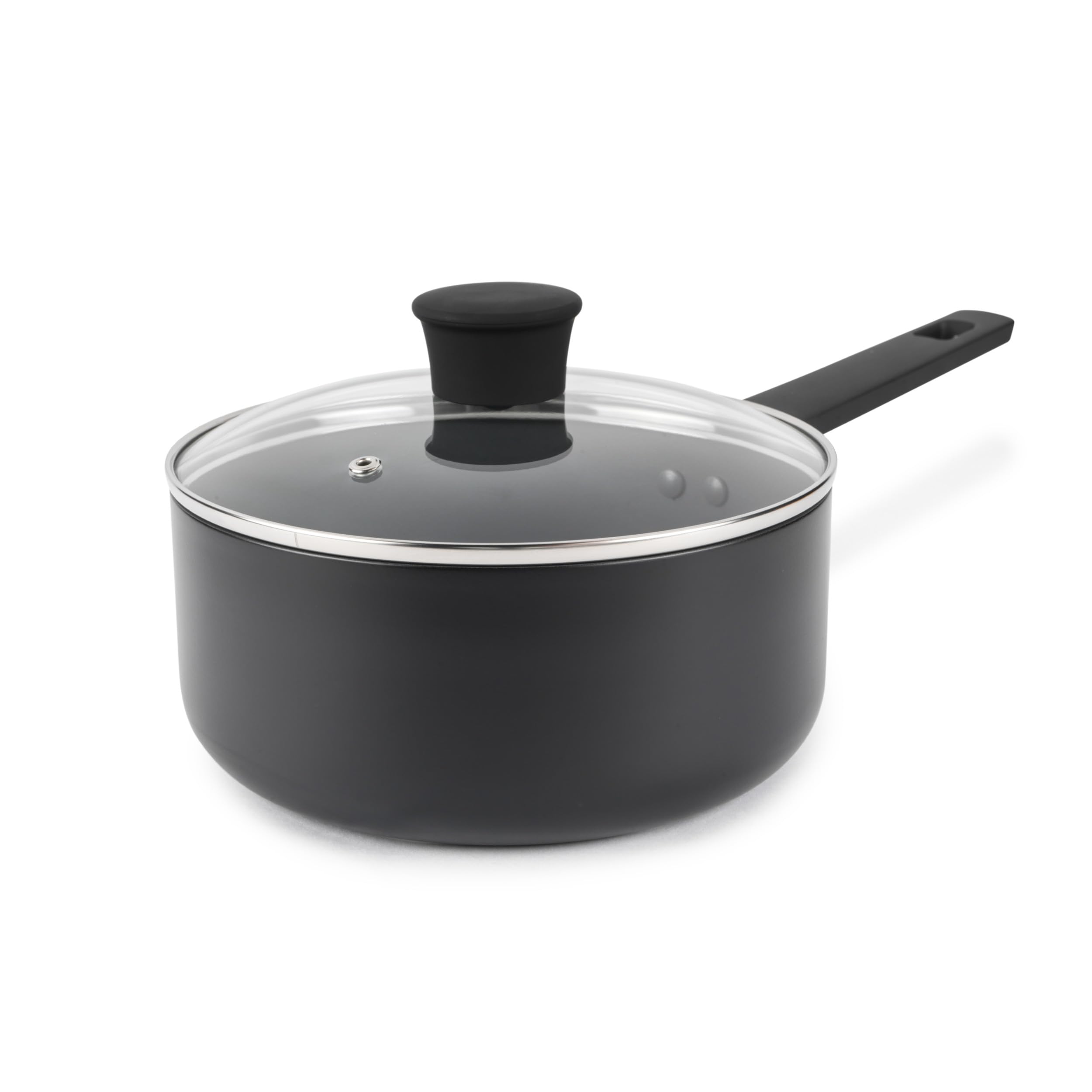 Russell Hobbs RH02841EU7 Shield 20 cm Saucepan – Non-Stick Coating 10x Tougher*, Induction Suitable Cooking Pot, Tempered Glass Lid, Pressed Aluminium Casserole, Easy to Clean, Soft-Touch Handle